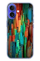 Le Balvo iPhone 16 Uyumlu Dikey Renkler Baskılı Silikon Kılıf