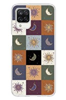 Le Balvo Samsung Galaxy A12 Uyumlu Ay Güneş Retro Baskılı Silikon Kılıf