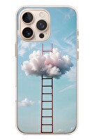 Le Balvo iPhone 16 Pro Max Uyumlu Buluta Çıkan Merdiven Baskılı Silikon Kılıf