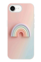 Le Balvo iPhone 16e Uyumlu Gökkuşağı Pastel Baskılı Silikon Kılıf