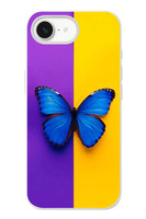 Le Balvo iPhone 16e Uyumlu Mor Sarı Kelebek Baskılı Silikon Kılıf