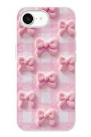 Le Balvo iPhone 16e Uyumlu Pembe Kurdeleler Baskılı Silikon Kılıf