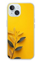 Le Balvo iPhone 15 Uyumlu Sarı Siyah Çiçekler Baskılı Silikon Kılıf