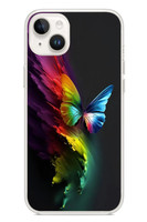 Le Balvo iPhone 14 Plus Uyumlu Gökkuşağı Kelebeği Baskılı Silikon Kılıf