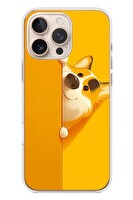 Le Balvo iPhone 16 Pro Max Uyumlu Sarı Köpek Baskılı Silikon Kılıf