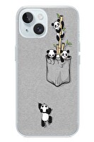 Le Balvo iPhone 15 Uyumlu Cepli Panda Baskılı Silikon Kılıf