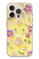 Le Balvo iPhone 16 Pro Uyumlu Mor Papatyalar Baskılı Silikon Kılıf