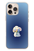 Le Balvo iPhone 16 Pro Max Uyumlu Çiçekli Tavşan Baskılı Silikon Kılıf