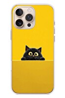 Le Balvo iPhone 16 Pro Max Uyumlu Sarı Gözlü Kedi Baskılı Silikon Kılıf