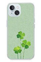Le Balvo iPhone 15 Uyumlu Üçlü Yonca Baskılı Silikon Kılıf