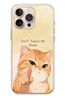 Le Balvo iPhone 16 Pro Max Uyumlu Dont Touch My Phone Baskılı Silikon Kılıf