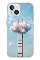 Le Balvo iPhone 15 Uyumlu Buluta Çıkan Merdiven Baskılı Silikon Kılıf