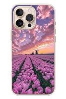 Le Balvo iPhone 16 Pro Max Uyumlu Lale Bahçesi Baskılı Silikon Kılıf