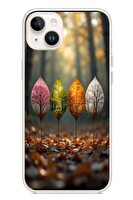 Le Balvo iPhone 14 Plus Uyumlu Dört Mevsim Yaprakları Baskılı Silikon Kılıf