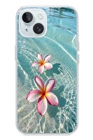 Le Balvo iPhone 15 Uyumlu Denizde Çiçekler Baskılı Silikon Kılıf