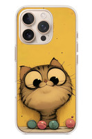 Le Balvo iPhone 16 Pro Uyumlu Kedi Çizgisi Baskılı Silikon Kılıf