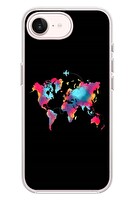 Le Balvo iPhone 17e Uyumlu Dünya Renkli Haritası Baskılı Silikon Kılıf