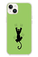 Le Balvo iPhone 14 Plus Uyumlu Tutunan Kedi Baskılı Silikon Kılıf
