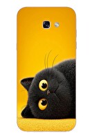 Le Balvo Samsung Galaxy A7 2017 Uyumlu Yan Bakan Siyah Kedi Baskılı Silikon Kılıf