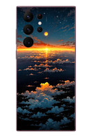 Le Balvo Samsung Galaxy S22 Ultra Uyumlu Gün Batımı ve Ay Baskılı Silikon Kılıf