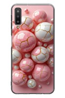 Le Balvo Samsung Galaxy A7 2018 Uyumlu Pembe Beyaz Kırık Toplar Baskılı Silikon Kılıf