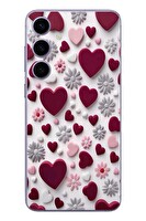 Le Balvo Samsung Galaxy S24 Plus Uyumlu Kırmızı ve Pembe Kalpler Baskılı Silikon Kılıf