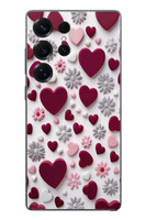 Le Balvo Samsung Galaxy S25 Ultra Uyumlu Kırmızı ve Pembe Kalpler Baskılı Silikon Kılıf