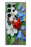 Le Balvo Samsung Galaxy S24 Ultra Uyumlu Uğur Böceği Yağlı Boya Baskılı Silikon Kılıf