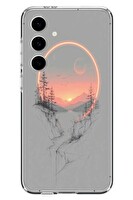 Le Balvo Samsung Galaxy S24 FE Uyumlu Günbatımı Mermer Desenli Baskılı Silikon Kılıf