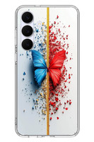 Le Balvo Samsung Galaxy S25 FE Uyumlu Kırmızı Mavi Kelebek Baskılı Silikon Kılıf