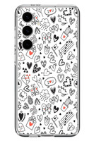 Le Balvo Samsung Galaxy S24 FE Uyumlu Retro Kalp Karışık Baskılı Silikon Kılıf