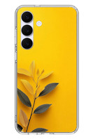 Le Balvo Samsung Galaxy S25 FE Uyumlu Sarı Siyah Çiçekler Baskılı Silikon Kılıf