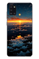 Le Balvo Samsung Galaxy A31 Uyumlu Gün Batımı ve Ay Baskılı Silikon Kılıf
