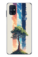 Le Balvo Samsung Galaxy M51 Uyumlu Yalnız Ağaç Dört Mevsim Baskılı Silikon Kılıf