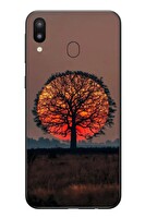 Le Balvo Samsung Galaxy M20 Uyumlu Güneşe Denk Gelen Ağaç Baskılı Silikon Kılıf