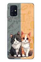Le Balvo Samsung Galaxy M31s Uyumlu Sarı ve Siyah Kedi Baskılı Silikon Kılıf