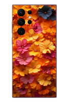 Le Balvo Samsung Galaxy S22 Ultra Uyumlu Sarı Pembe Çiçekler Baskılı Silikon Kılıf