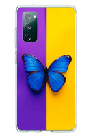 Le Balvo Samsung Galaxy S20 FE Uyumlu Mor Sarı Kelebek Baskılı Silikon Kılıf