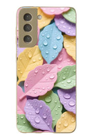 Le Balvo Samsung Galaxy S21 FE Uyumlu Pastel Damlalıklı Yapraklar Baskılı Silikon Kılıf