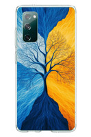 Le Balvo Samsung Galaxy S20 FE Uyumlu Sarı Mavi Ağaç Baskılı Silikon Kılıf