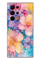 Le Balvo Samsung Galaxy S22 Ultra Uyumlu Yağlı Boya Çiçekler Baskılı Silikon Kılıf