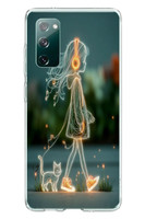 Le Balvo Samsung Galaxy S20 FE Uyumlu Kedili Neon Kız Baskılı Silikon Kılıf