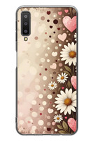 Le Balvo Samsung Galaxy A7 2018 Uyumlu Kalpli Papatya Damlaları Baskılı Silikon Kılıf
