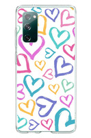 Le Balvo Samsung Galaxy S20 FE Uyumlu Modern Çizgi Kalpler Baskılı Silikon Kılıf