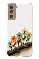 Le Balvo Samsung Galaxy S21 FE Uyumlu Dalda Açan Çiçekler Baskılı Silikon Kılıf