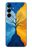 Le Balvo Samsung Galaxy S25 Plus Uyumlu Sarı Mavi Ağaç Baskılı Silikon Kılıf