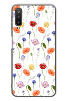 Le Balvo Samsung Galaxy A7 2018 Uyumlu Sade Tek Çiçekler Baskılı Silikon Kılıf
