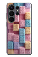 Le Balvo Samsung Galaxy S26 Ultra Uyumlu Pembe Tüylü Kareler Baskılı Silikon Kılıf