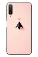 Le Balvo Samsung Galaxy A7 2018 Uyumlu Kalp Siyah Uçak Baskılı Silikon Kılıf