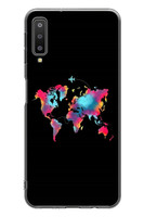 Le Balvo Samsung Galaxy A7 2018 Uyumlu Dünya Renkli Haritası Baskılı Silikon Kılıf